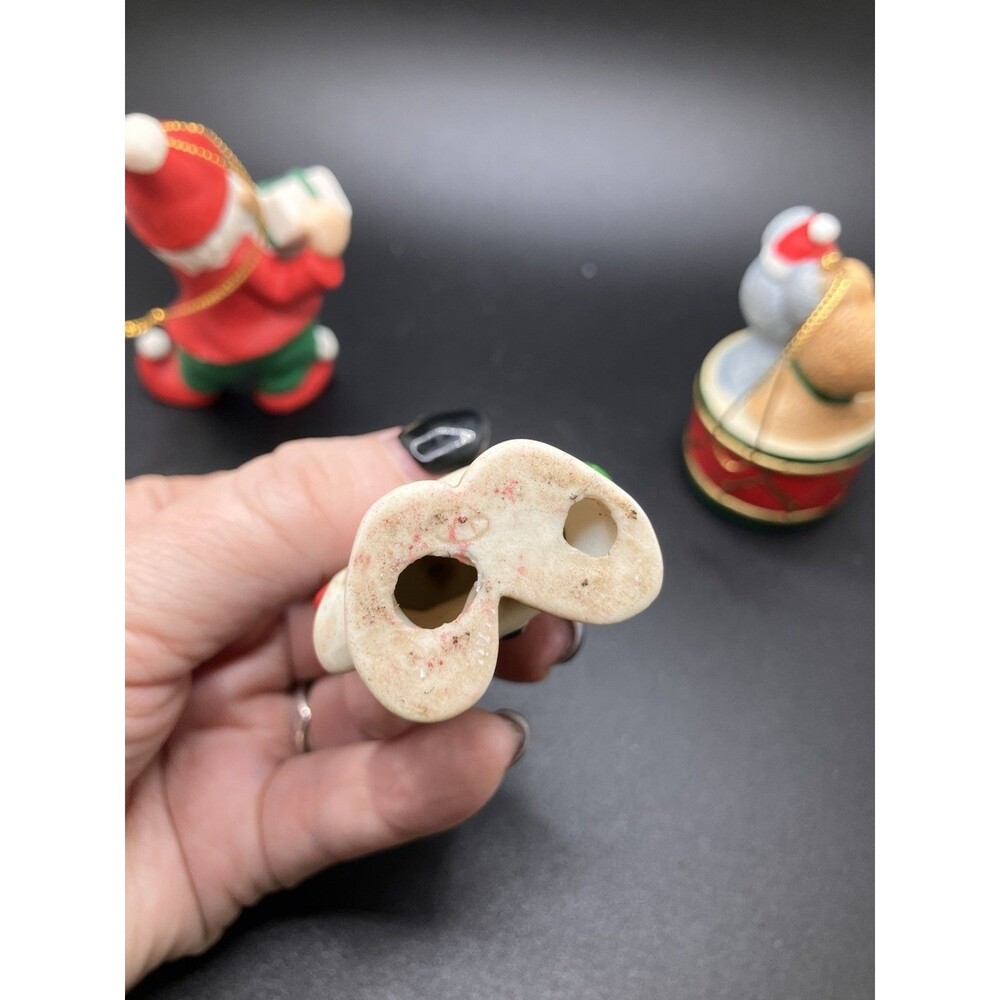 Vintage Ceramic Christmas Tree Ornaments Lot Of 3 Elf Snowman Mice - Picture 4 of 7